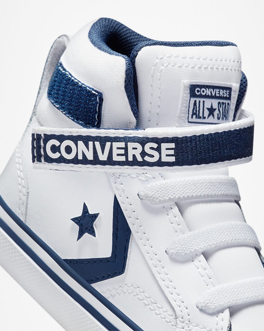 Tenisky Vysoke Converse Pro Blaze Remienkove Easy-On Varsity Club Chlapcenske Biele Námornícka Modrá Biele | SK 11NIBZ6